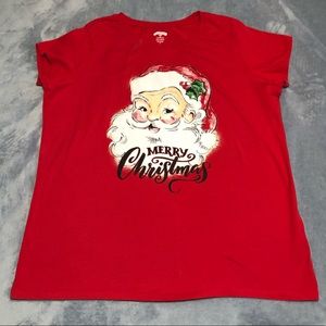 Merry Christmas Santa red T-shirt, 2X 20W, 100% cotton, Holiday Time brand
